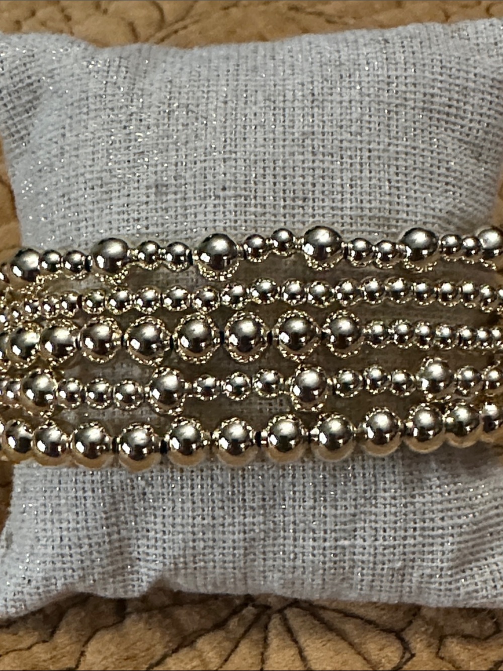 Classic Gold Beaded Stretch Bracelet - Women Jewelry 5 piece NWOT